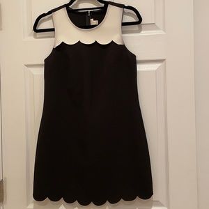 J. Crew 0 Petite Scalloped black/white dress